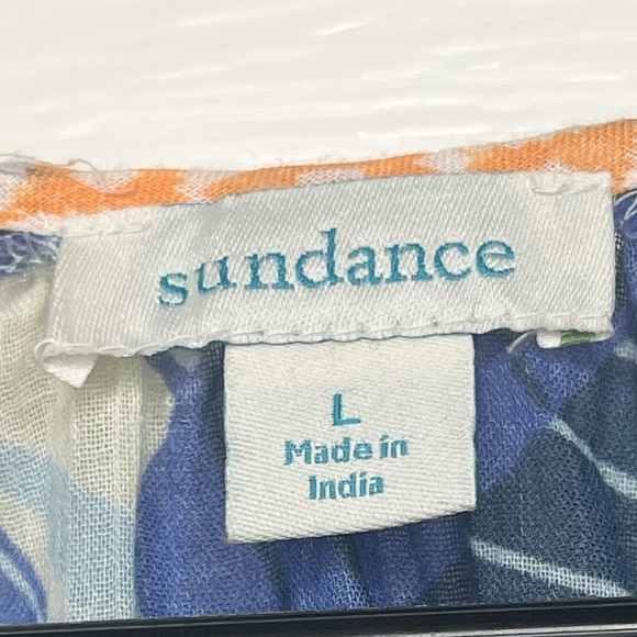 Sundance Canary Isles Top Blouse Top L Cotton Tropical Palm Hawaiian - Picture 3 of 8